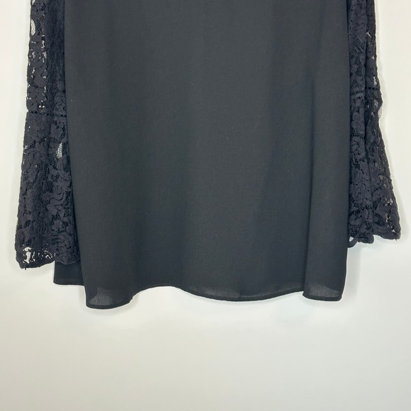 Chicos Black Lace Bell Sleeve V Neck Blouse Top Size 3‎ US XL Womens Elegant - Picture 6 of 14